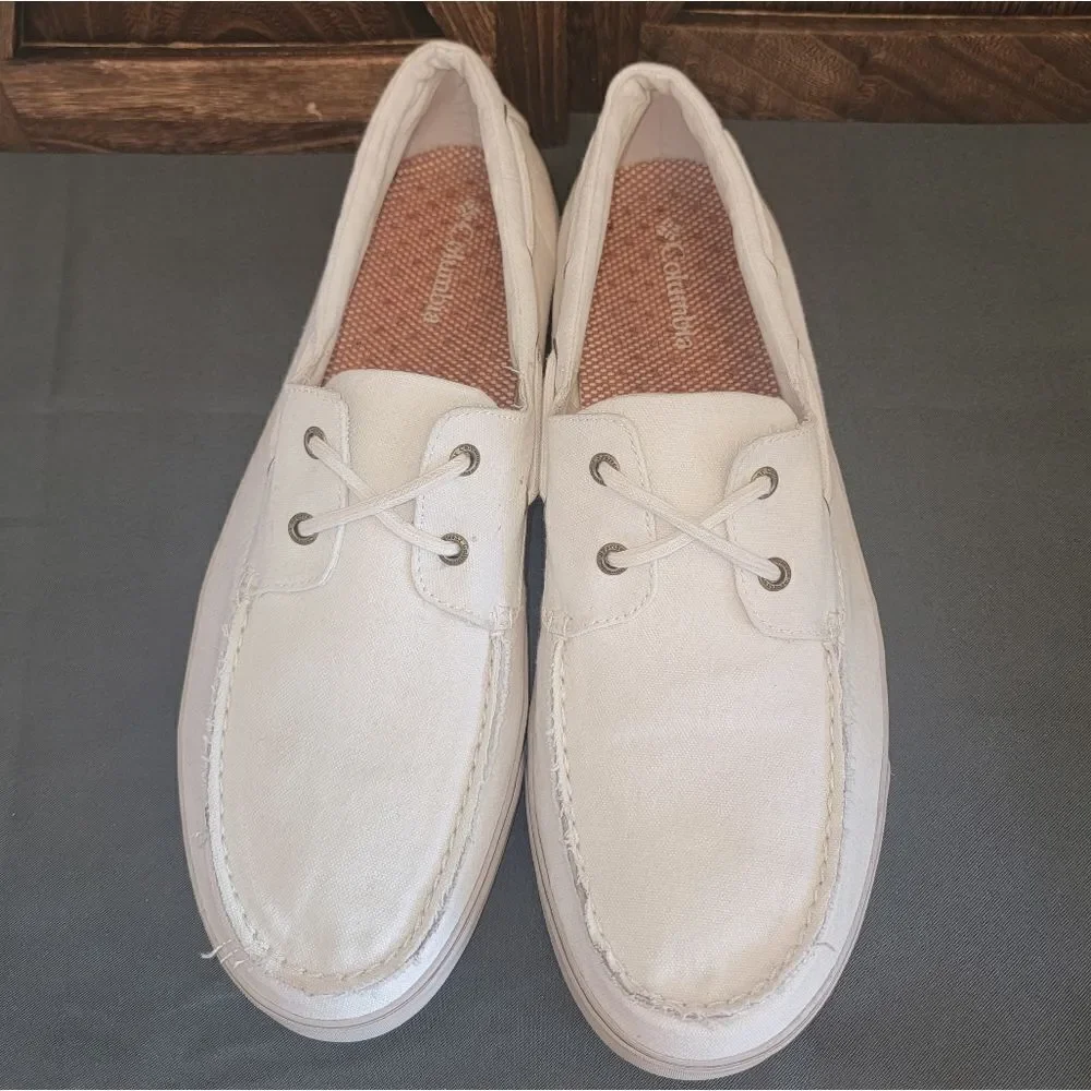 Columbia Vulc N Vent Boater Topsider Lace Shoes Seaside White Men's Size 14
